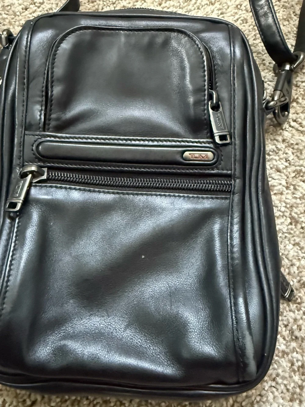 TUMI Leather Crossbody Bag - Black
